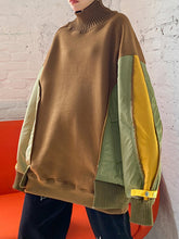 Contrasting Color Stitching Design Casual And Simple Mid-Length Sweater